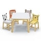 preview thumbnail 4 of 7, 5 Piece Kiddy Table and Chair Set , Kids Wood Bigger Table with 4 Chairs Set Cartoon Animals, 3-8 Years Old