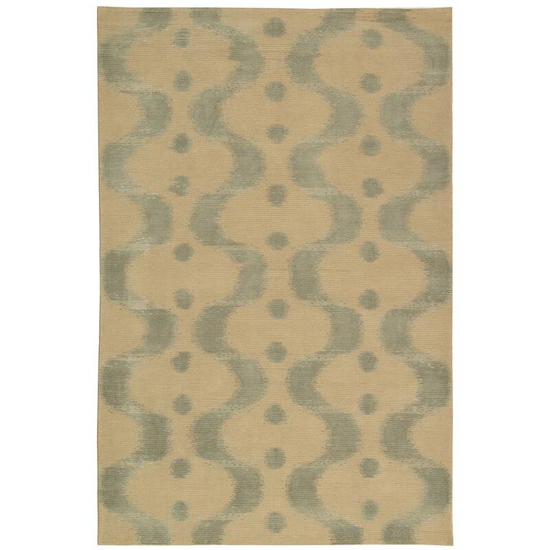 Martha Stewart by SAFAVIEH Ikat Marsh Silk/ Wool Rug - 5'6" x 8'6" - Aqua