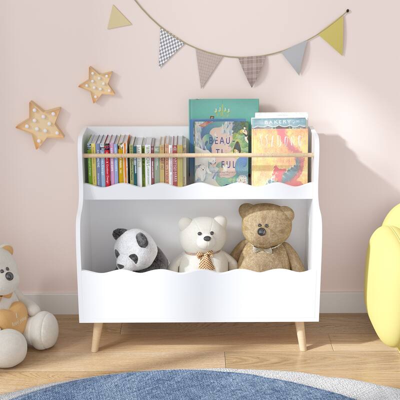 Kids Bookcaes, Children Book Organizer, Toy Storage Cabinet Organizer,White