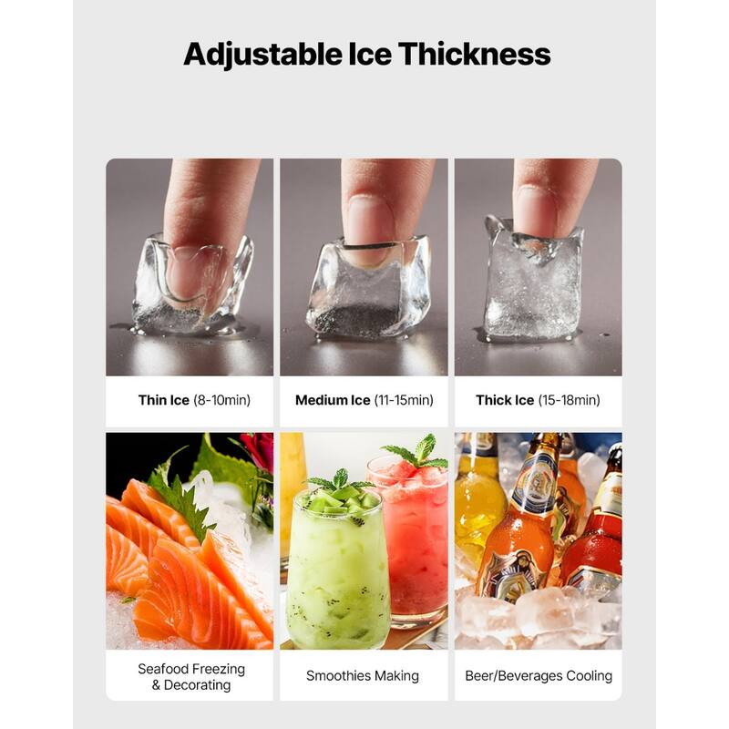Silver Stainless Steel Commercial Ice Maker with 360 lbs Daily Output and Self Cleaning - 22.2 x 17.6 x 20 in