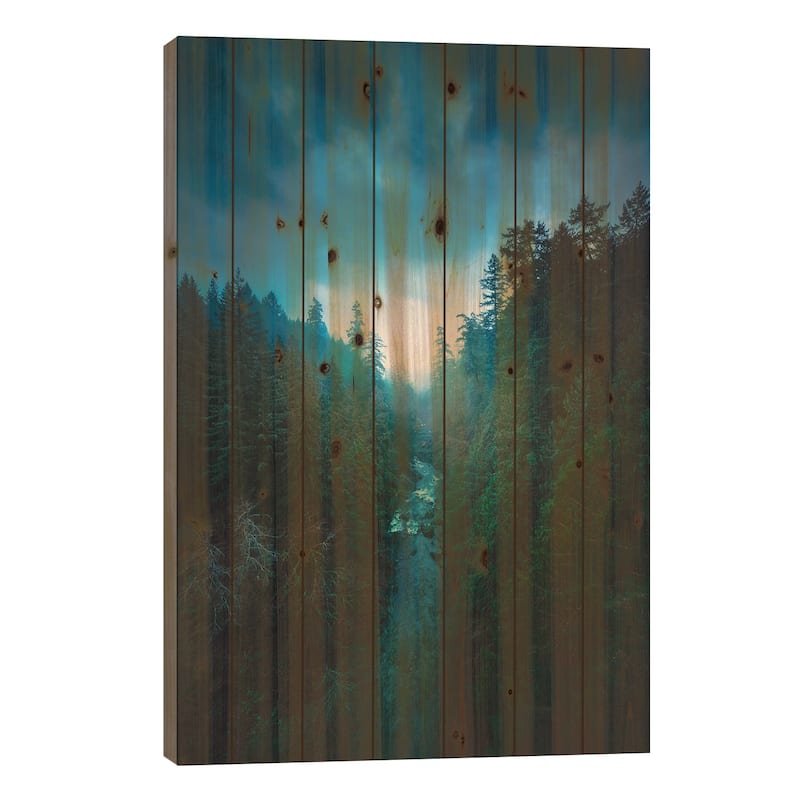 The River Of Light Print On Wood by Zach Doehler - Multi-Color - 26x18x1.5