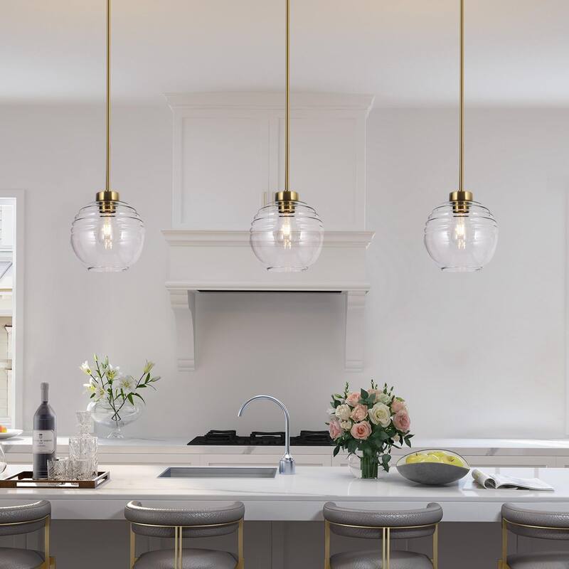 Mid-century Modern 1-light Gold Pendant Light Dimmable Kitchen Island Lighting
