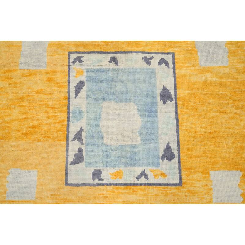 Hand Knotted Oriental 100% Wool Carpet Modern Geometric Navy Blue & Blues Gabbeh Area Rug - 9' 4'' X 8' 1''