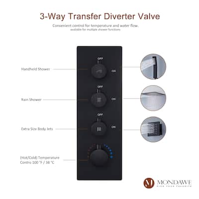20 Inch 3 Functions Flush Ceiling Mounted Thermostatic Shower System