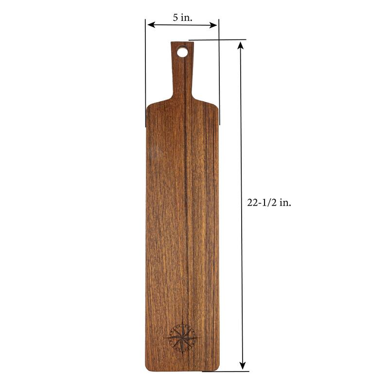 Teak Appetizer Serving Board - Compass - 5" W x 22-1/2" L x 1/2" Thick