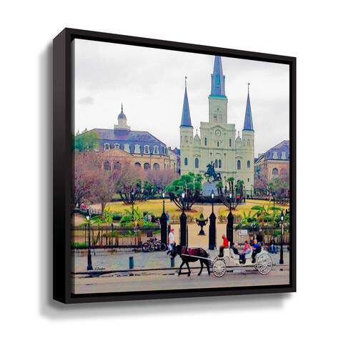 Jackson Sq Carriage by Linda Parker Gallery Wrapped Floater-framed Canvas