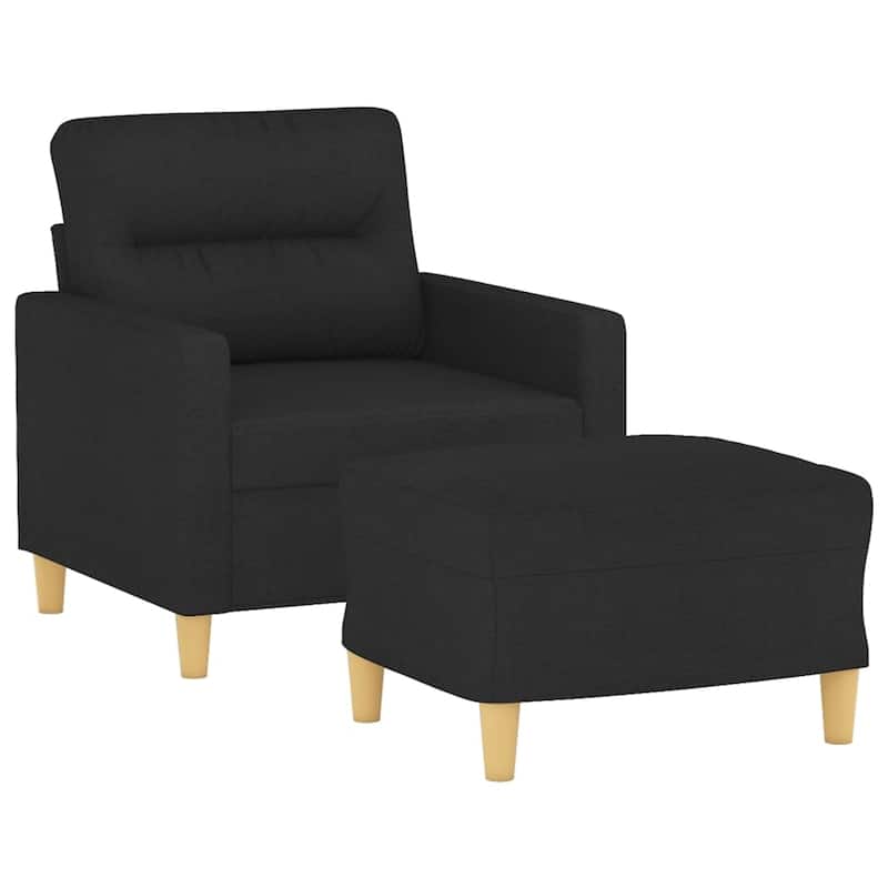 vidaXL Sofa Chair With Footstool Black Polyester, Metal, Plywood, Foam - 30.7 x 30.7 x 31.5 in