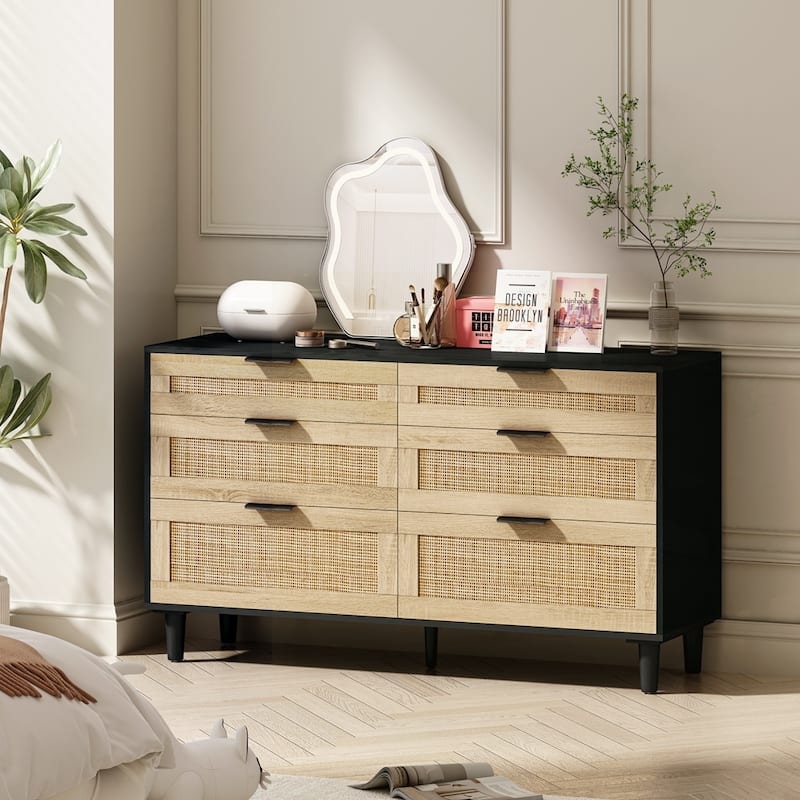 Rattan Dresser with Drawers