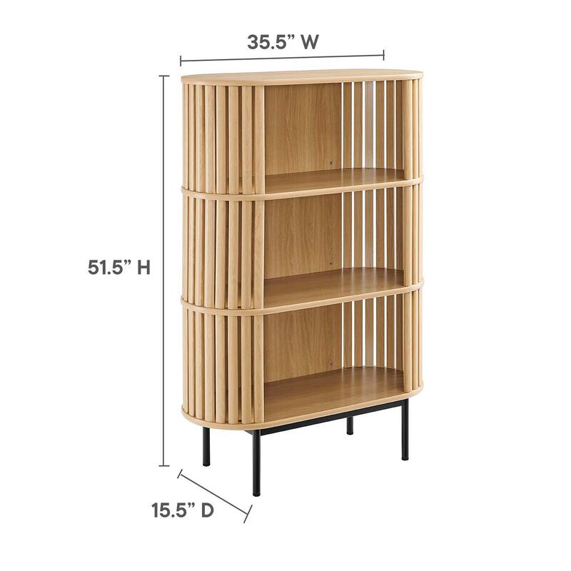 Collins Modern Oak Wooden 3-shelf Bookcase Display Cabinet