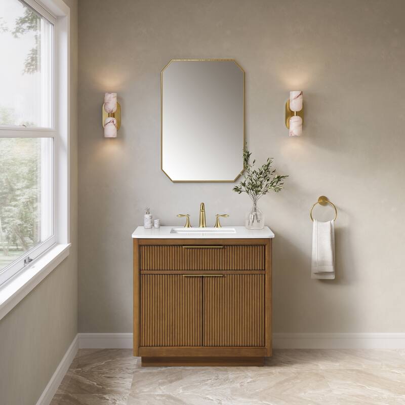 OVE Xander Bathroom Vanity with White Engineered Stone Top