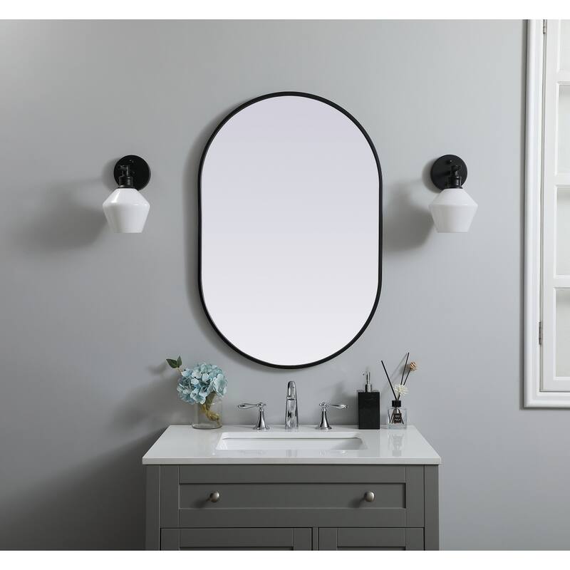 Indigo Home Metal Frame Oval Mirror 24x36 Inch