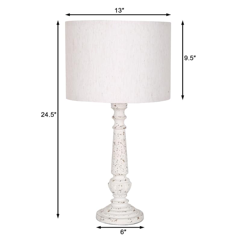 24.5" Resin Table Lamp With Linen Fabric Shade (Set of 2)