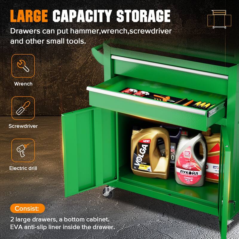 8-Drawer 2 in 1 Rolling Tool Chest Cabinet Garage Storage Toolbox with Detachable Top Tool Box and Universal Lockable Wheels