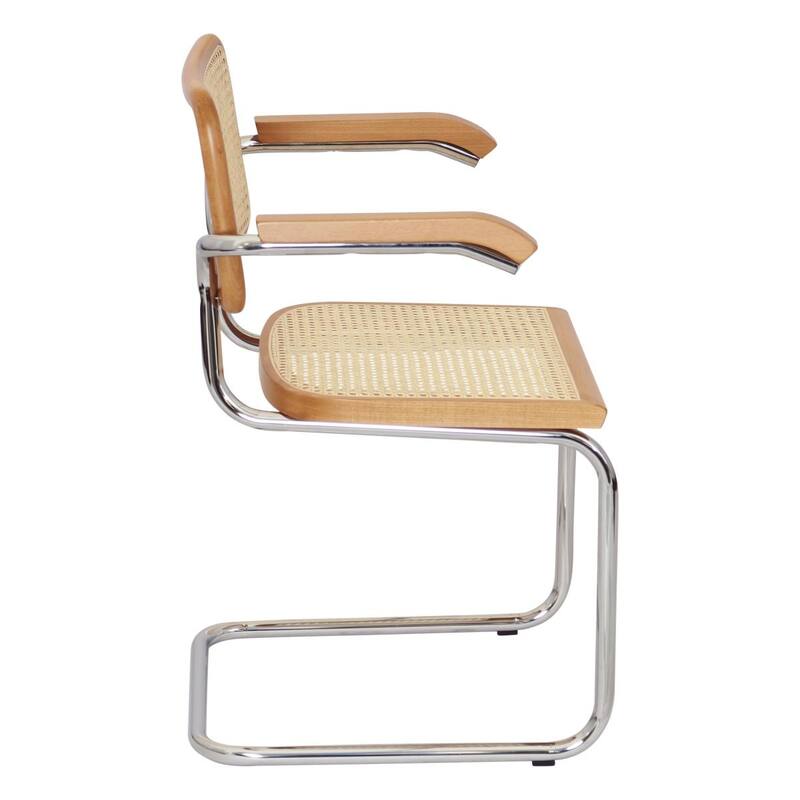 Breuer Chair Company Marcel Breuer Cesca Cane Cantilever Armchair Arm Chair w/ Chrome Steel Frame (Various Wood & Cane Colors)