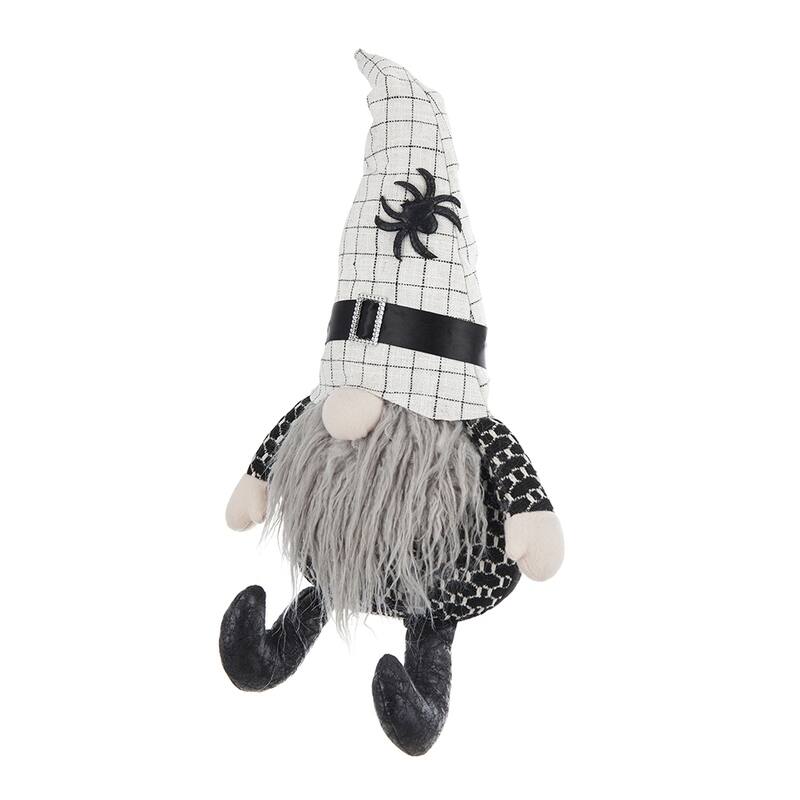 Set of 2, 10.2x5.5x23.5" Fabric Sitting Gnome with White Hat Spider, for Halloween Decor