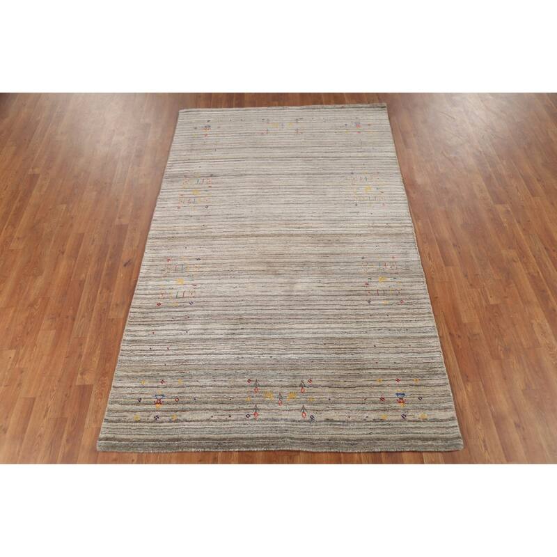 Striped Tribal Gabbeh Oriental Area Rug Handmade Wool Carpet - 4'11"x 7'11"