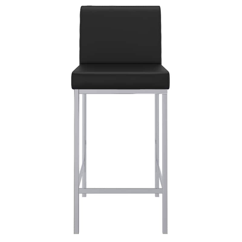 Contemporary Faux Leather and Metal 26" Counter Stool, Set of 4 - White and Chrome