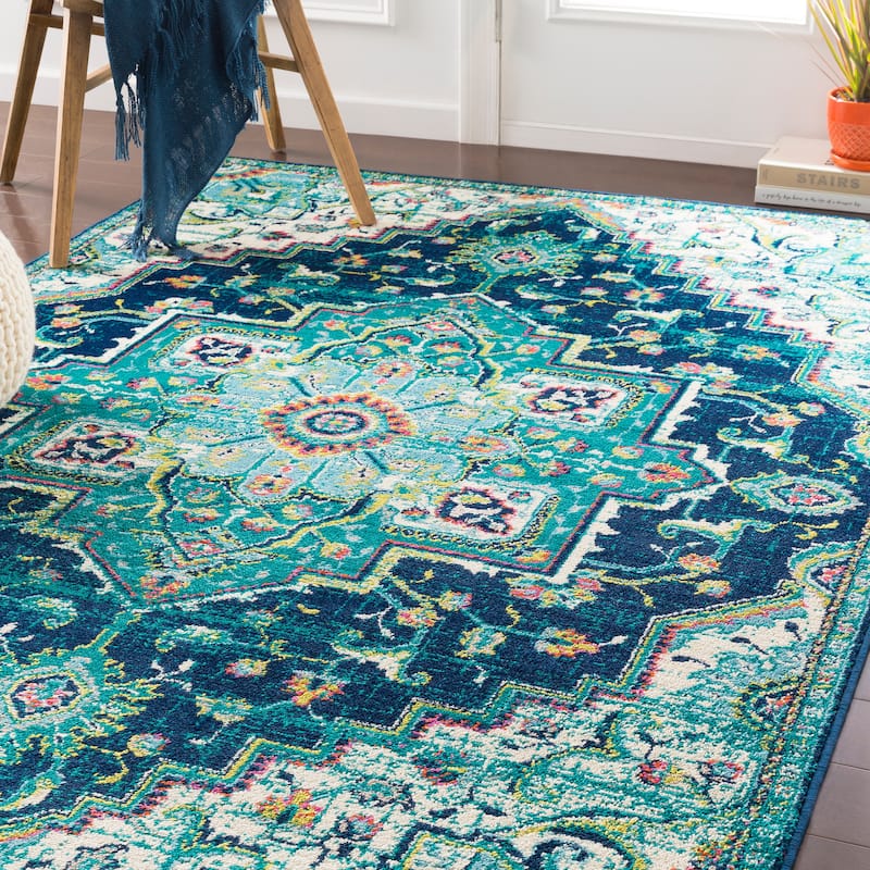 Livabliss Padma Traditional Teal Area Rug - Teal - 8'10" x 12'9"