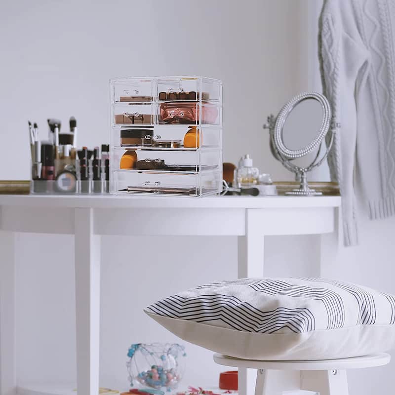 Sorbus Cosmetics and Jewelry Big Storage Case Display - Stylish Vanity, Bathroom Case (3 Large, 4 Small Drawers)