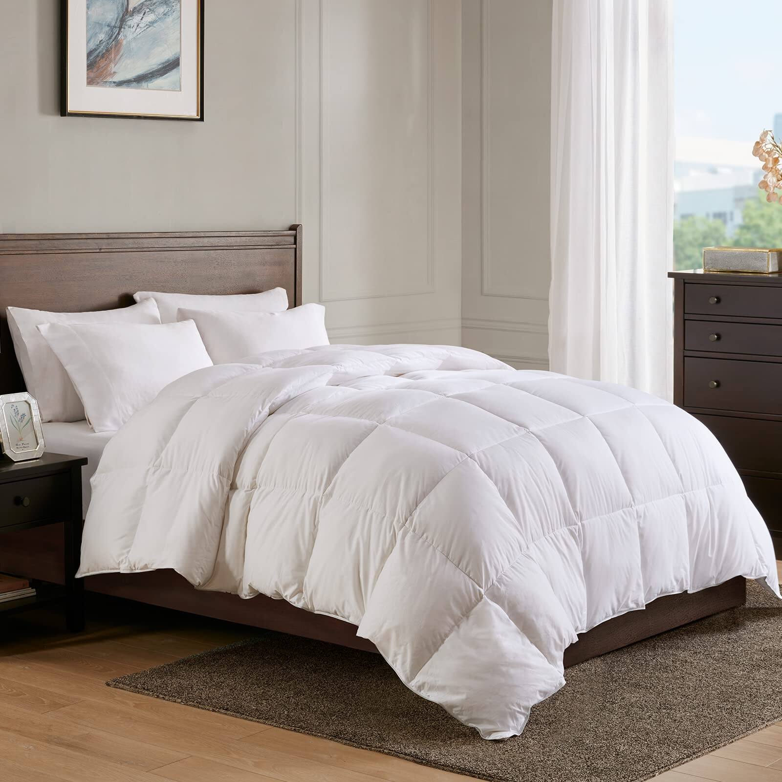 Lightweight Goose Feather Down Comforter King Cooling Bed Comforter, Hotel Collection 750 Fill
