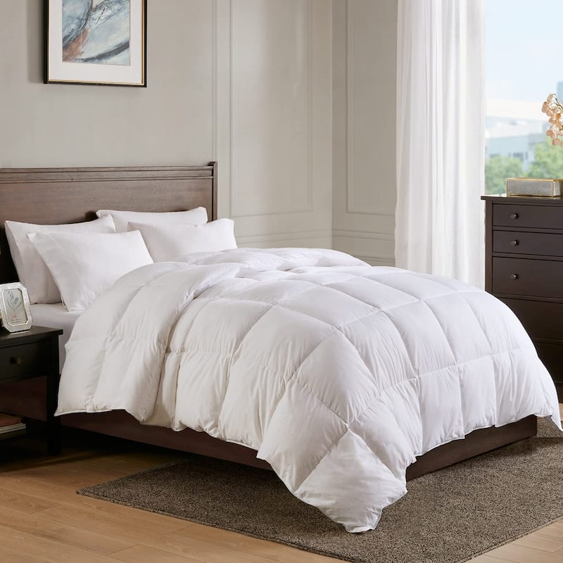 Lightweight Goose Feather Down Comforter King Cooling Bed Comforter, Hotel Collection 750 Fill-Power Thin Duvet Insert, 106x90