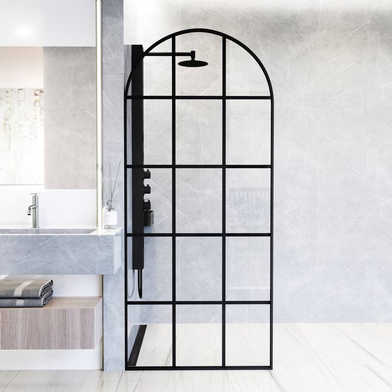 Vigo VG6078GCL3478 Arden 78" High x 34" Wide Shower Screen Framed - Matte Black