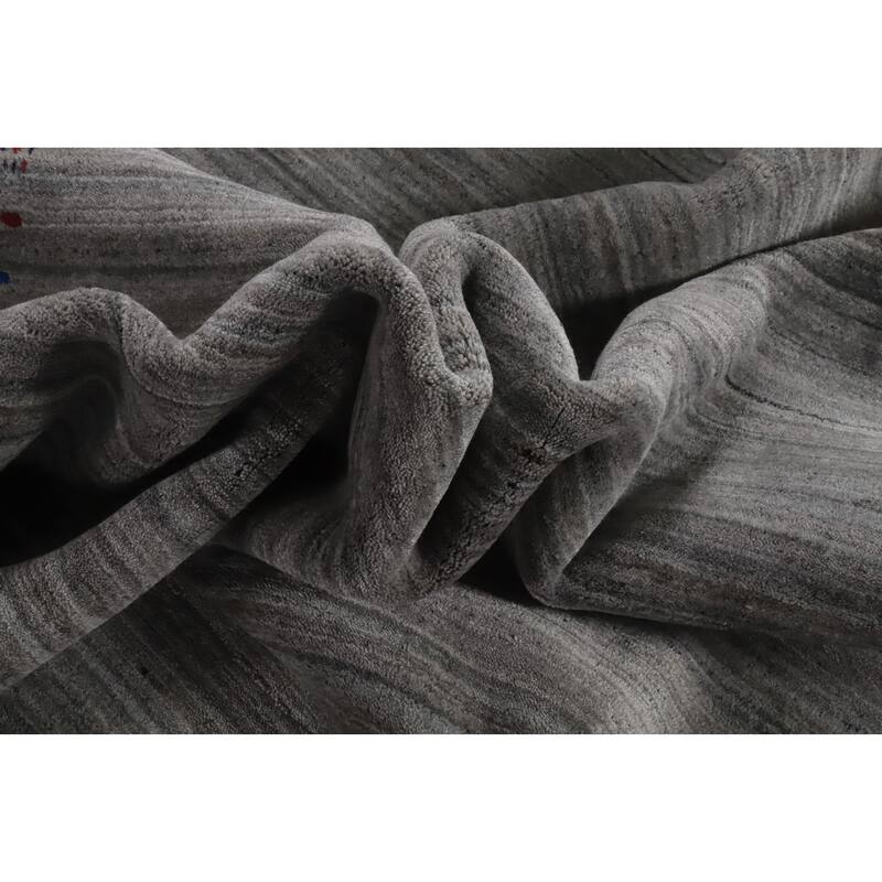 Hand Knotted Oriental 100% Wool Carpet Tribal Animal Pictorial Greys & Charcoal Gabbeh Area Rug - 11' 11'' X 9' 0''