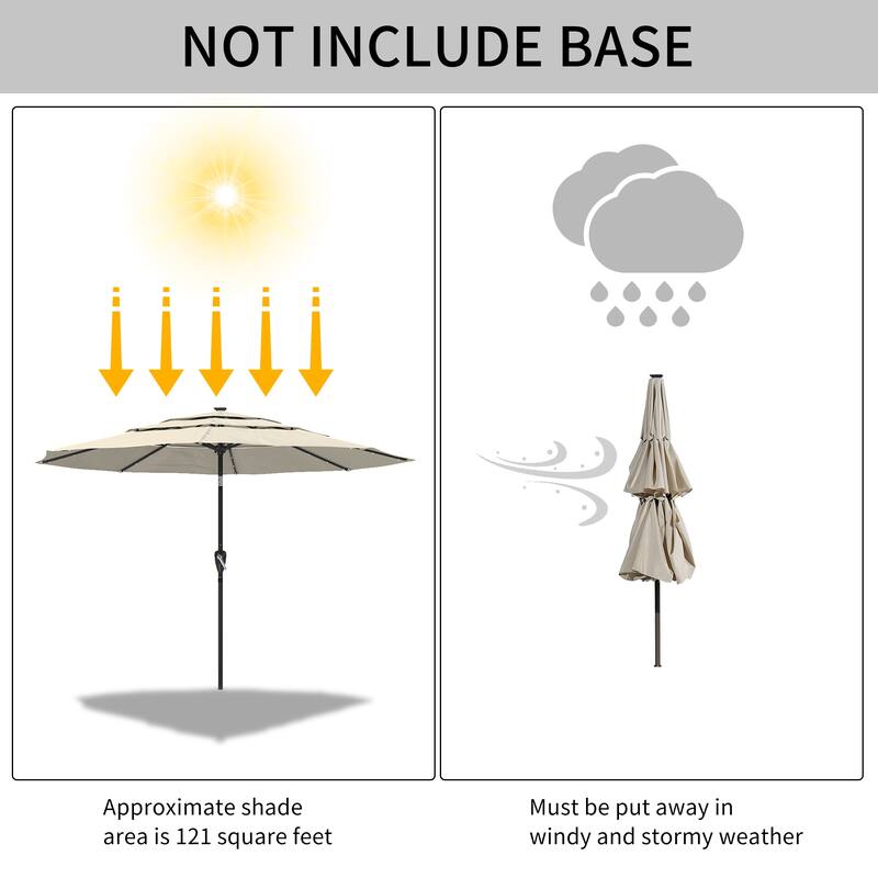 Clihome 11-Ft Outdoor Umbrella Patio UV Protection Umbrella Without Base