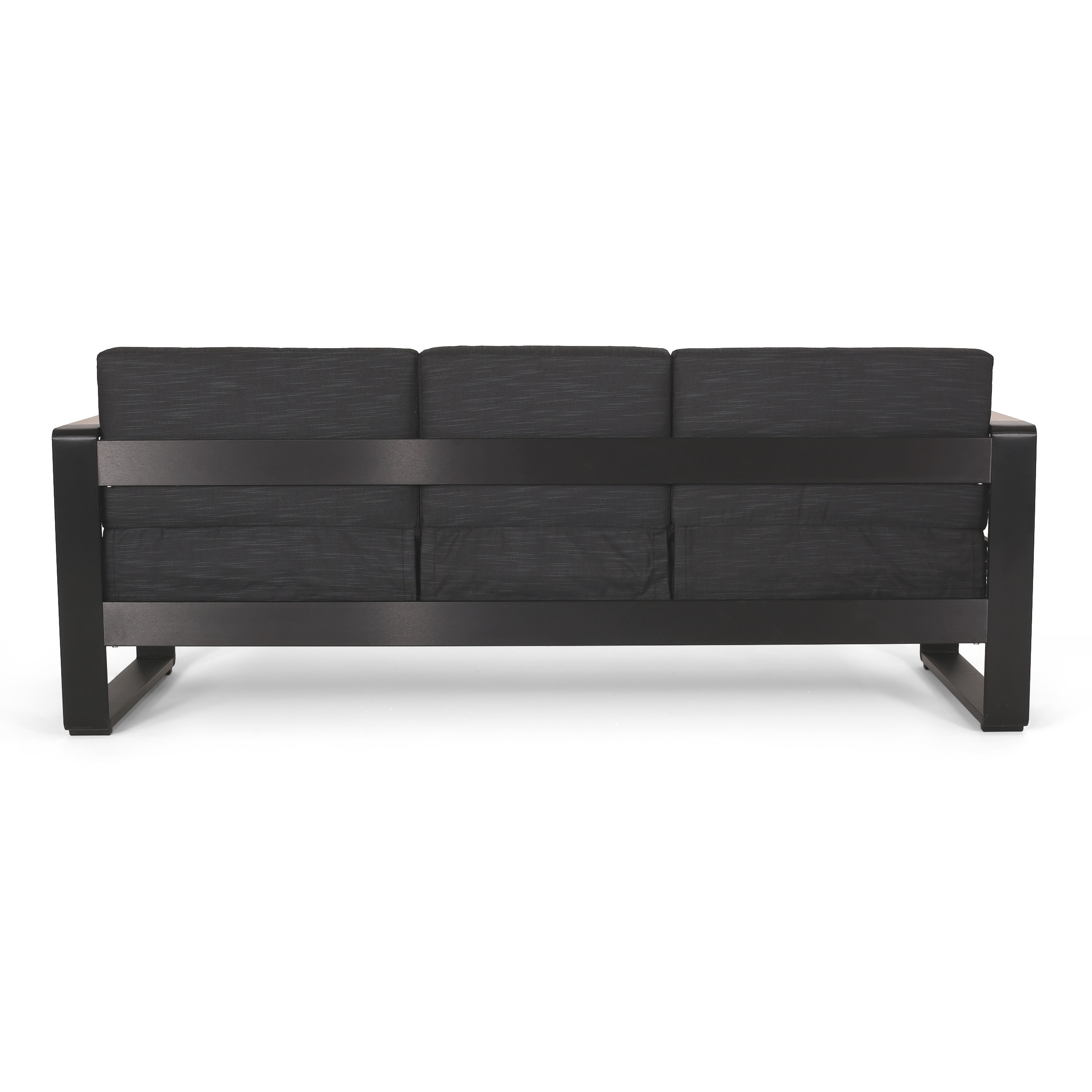 Giovanna Outdoor Black Aluminum Sofa with Charcoal Cushions by Christopher Knight Home