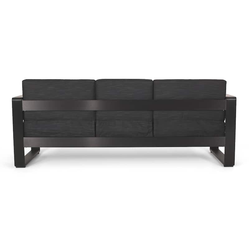 Giovanna Outdoor Aluminum 5 Seater Chat Set with Water Resistant Cushions by Christopher Knight Home