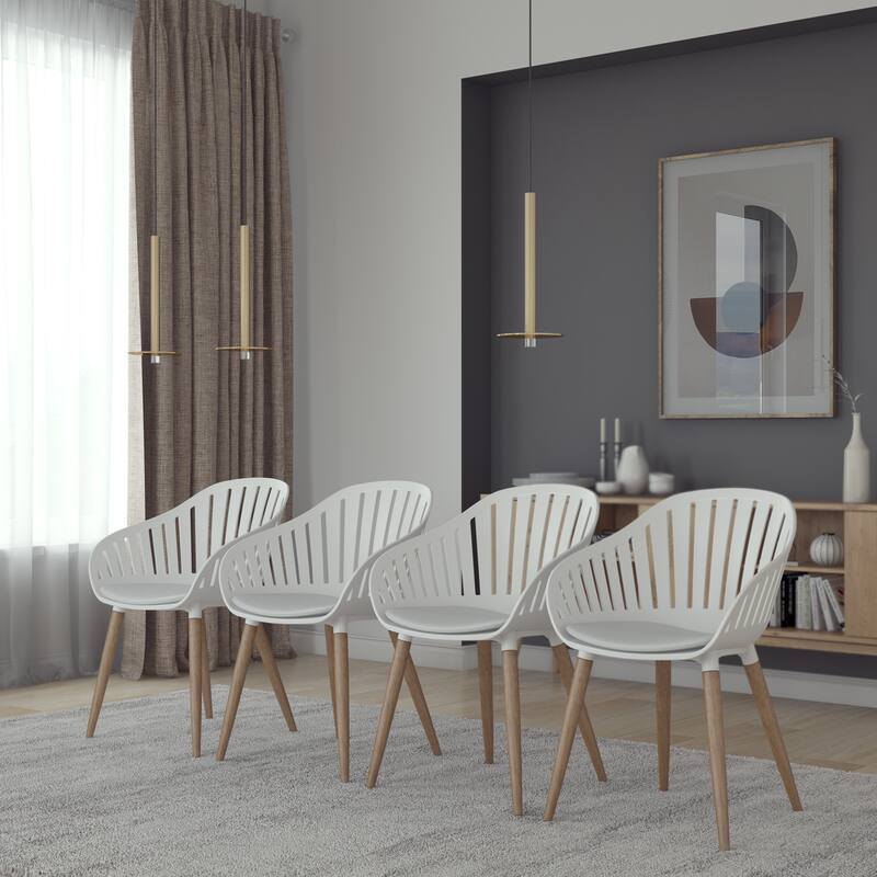 Midtown Concept FSC Wood Nordic White Cushioned Indoor Dining Set