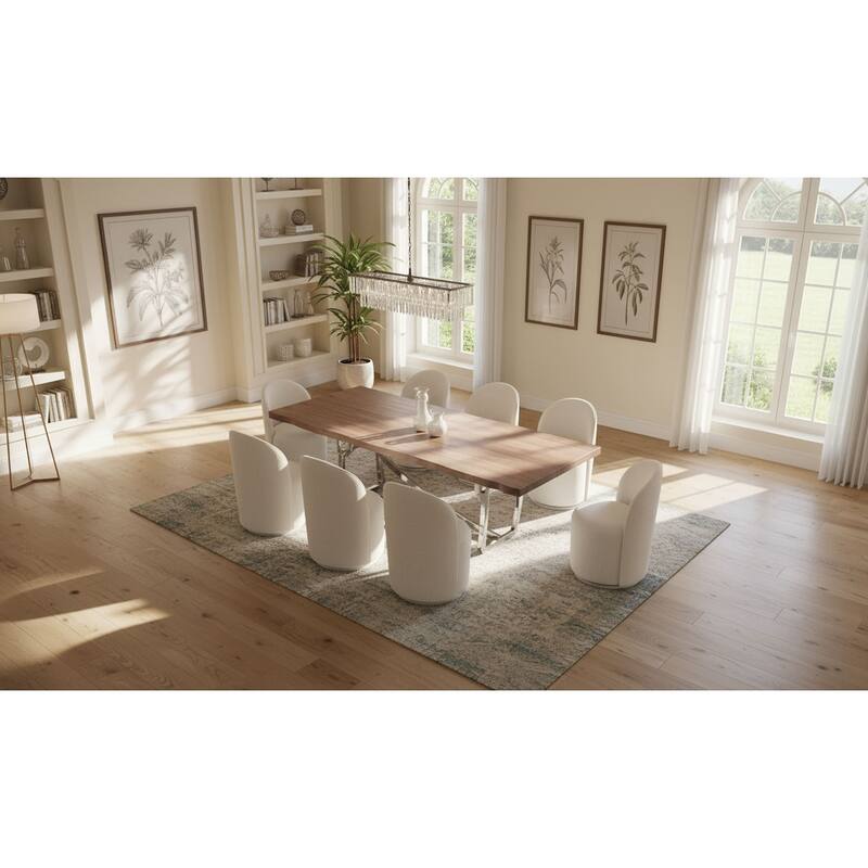 Modrest Addy Modern Walnut & Stainless Steel Dining Table