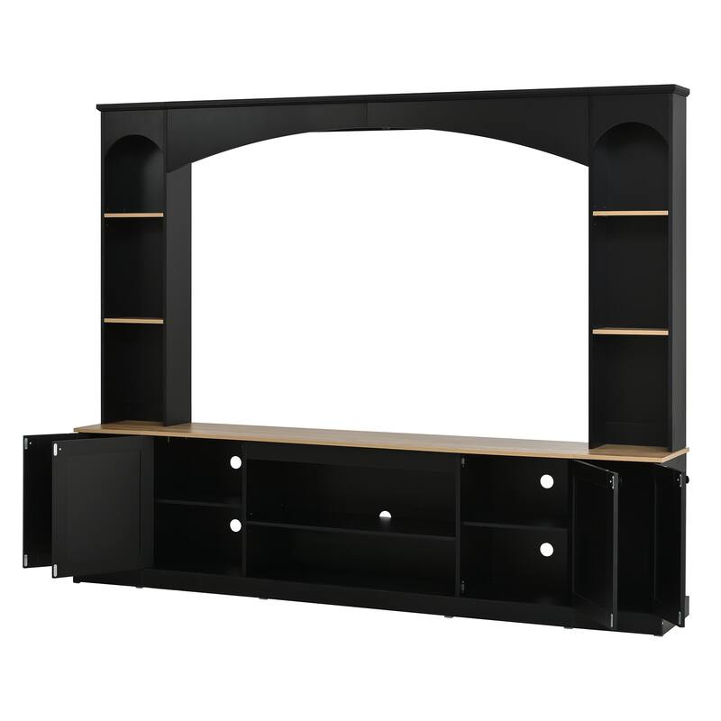 Modern 73.8" Wall Unit Entertainment Center with Bookshelves for TVs up to 70", TV Stand Media Console with Adjustable Shelves
