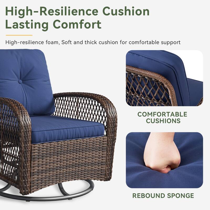 3 Pieces Patio Furniture Set, Patio Swivel Rocker Chairs Set of 2