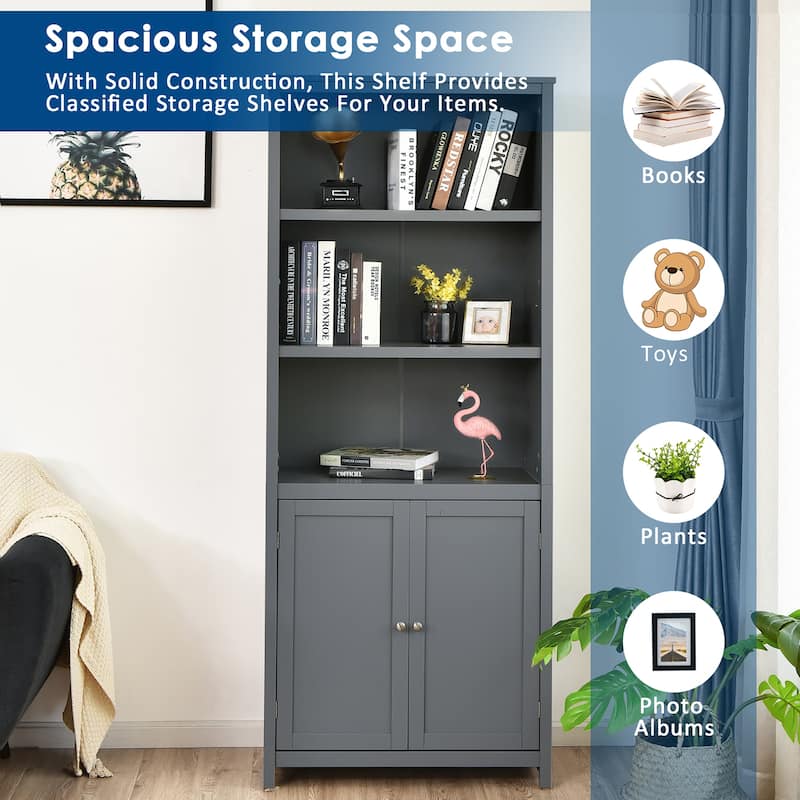 Costway Bookcase Shelving Storage Wooden Cabinet Unit Standing