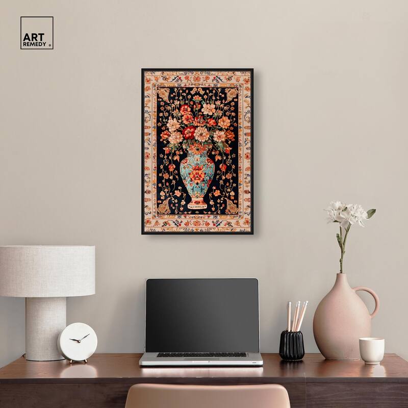 Persian Vase and Flowers II Canvas by Art Remedy