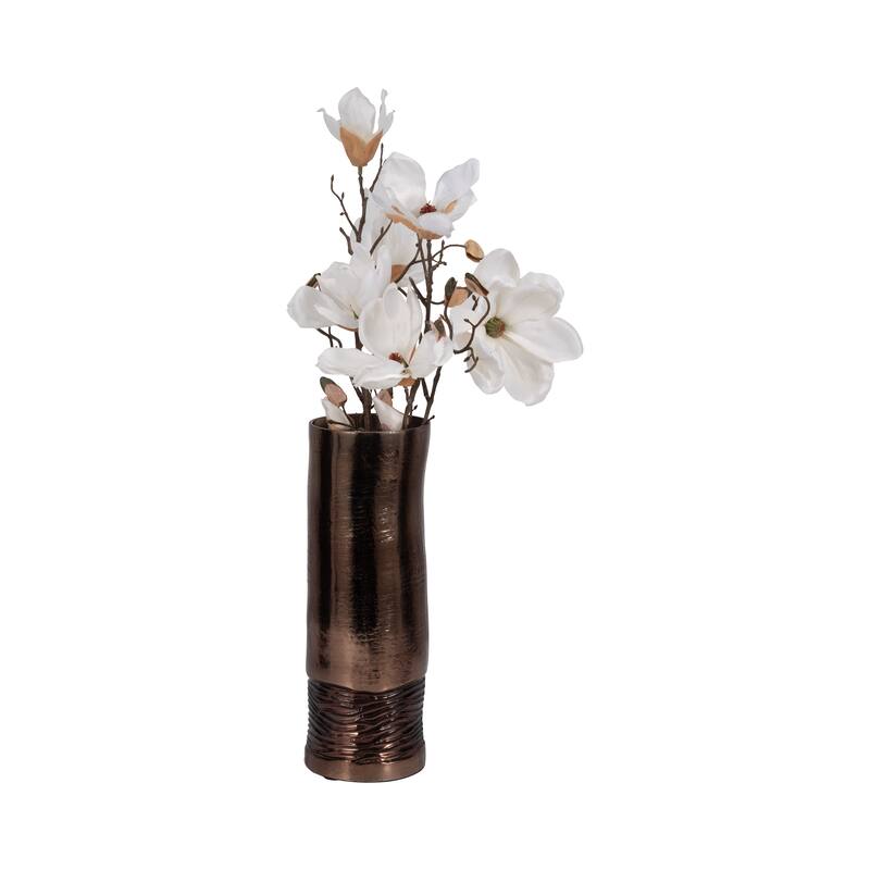 Sagebrook Home Modern Glass Bronze Cylinder Textured Enamel Vase
