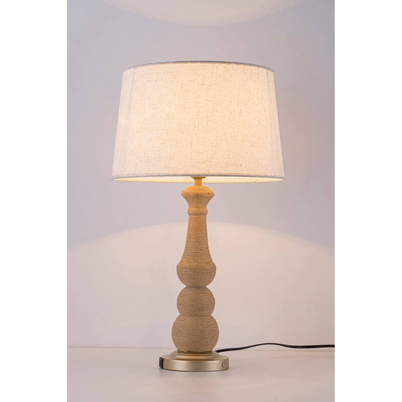 Onda 26" Rattan Table Lamp with USB 3-Way Touch Dimmer - 26 in. - Brown