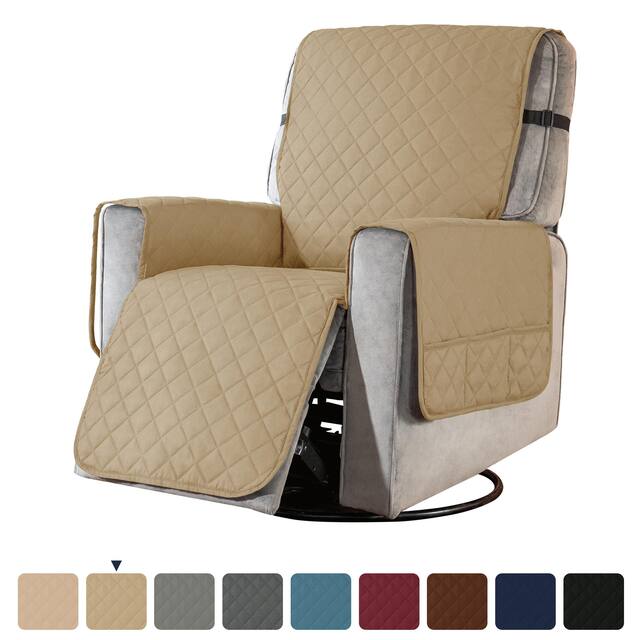 Subrtex Recliner Chair Cover Slipcover Reversible Protector Anti-Slip - Large - Khaki