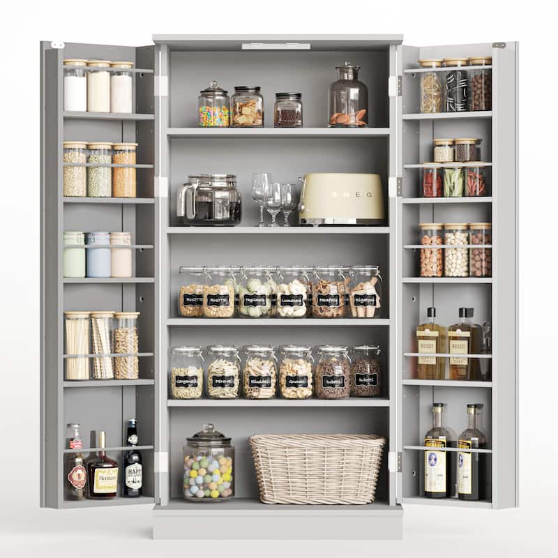50-inch Adjustable Kitchen Pantry with Smart LED Light