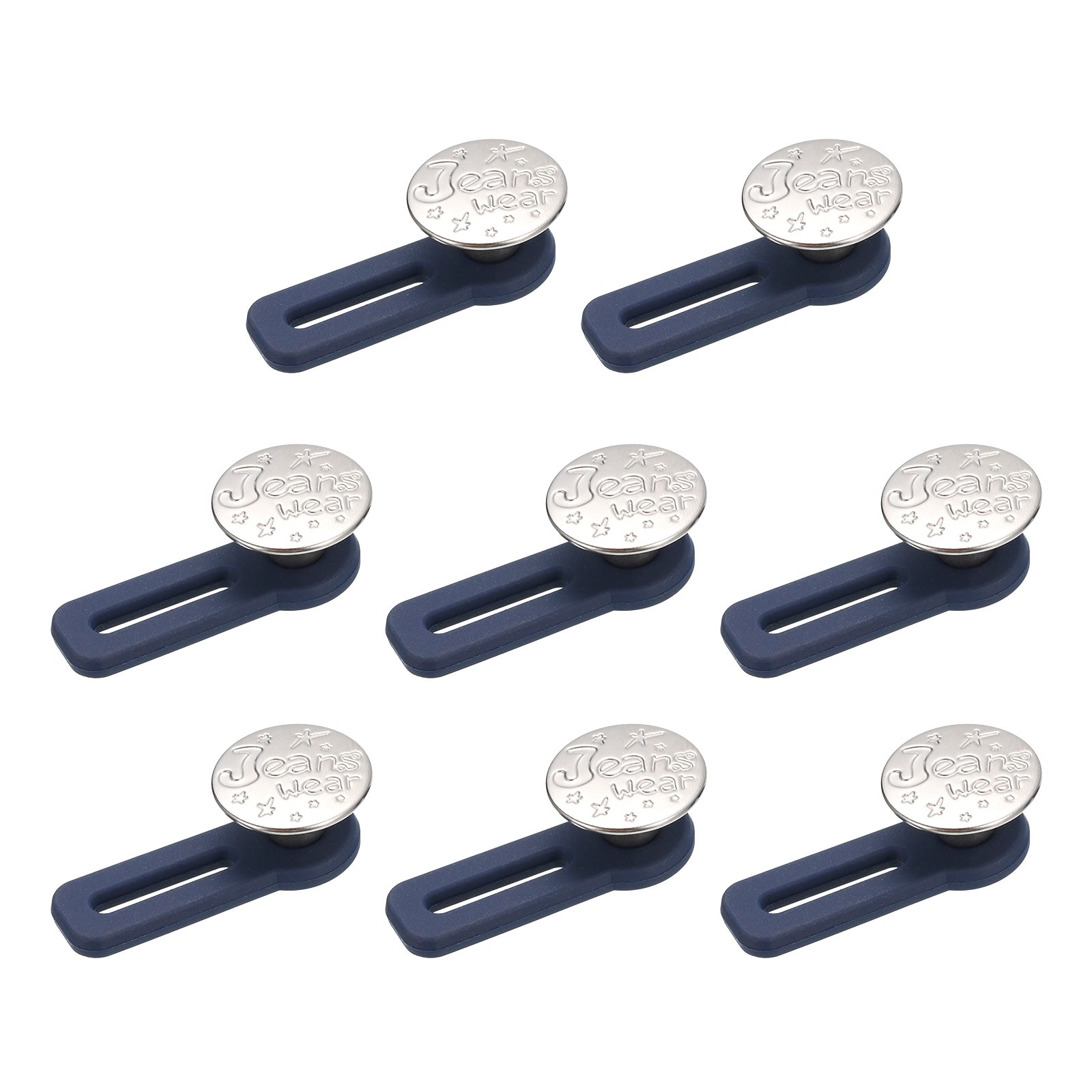 Button Extenders, 8pcs - Silicone Button Extenders for Jeans(Silver,1.38) - Silver
