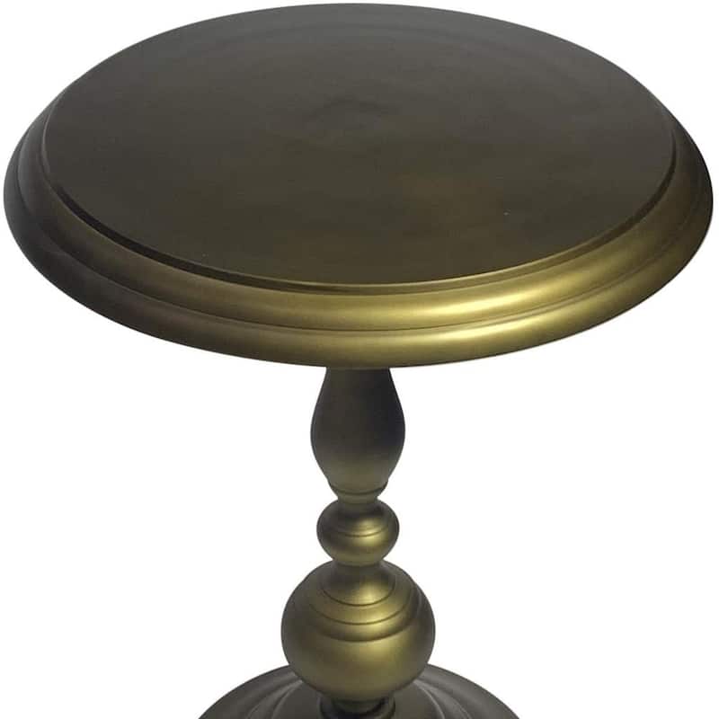 HomeRoots 24" Brass Aluminum Round Pedestal End Table - 18.5 in. x 24 in. x 18.5 in.