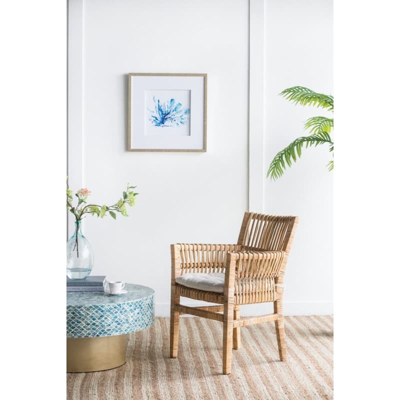 Rattan Wrapped Chair with Cushion - 33" - Brown