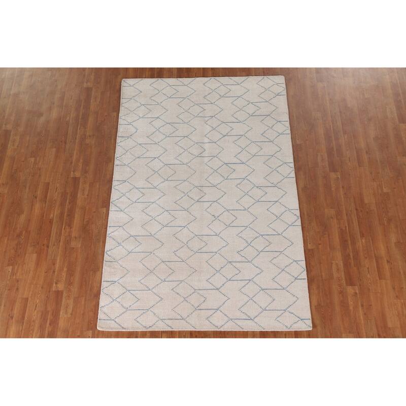 Moroccan Oriental Area Rug Handmade Trellis Wool Carpet - 5'1"x 7'11"