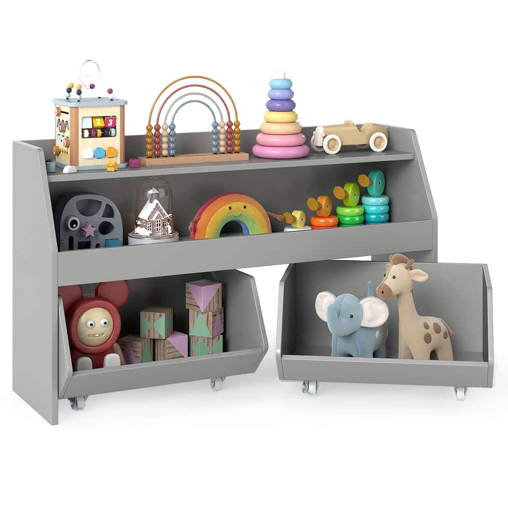 Costway Kids Toy Storage Organizer with 2 Movable Drawers Open Shelf - See Details
