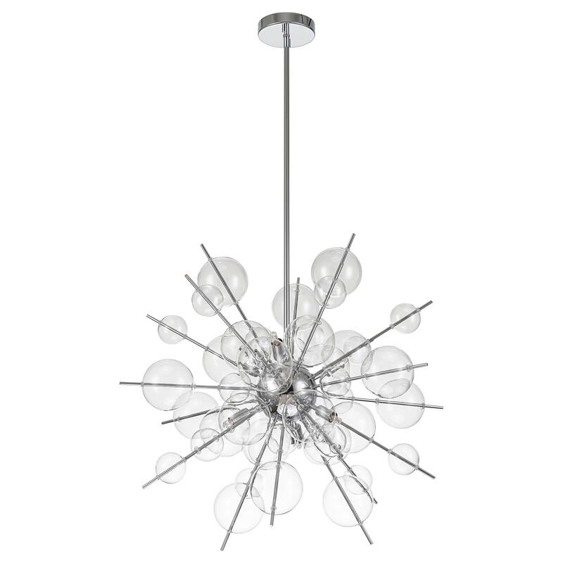 6-Light Glam Modern Sputnik Cluster Clear Glass Globe Bubble Chandelier Starburst Pendant Island Light