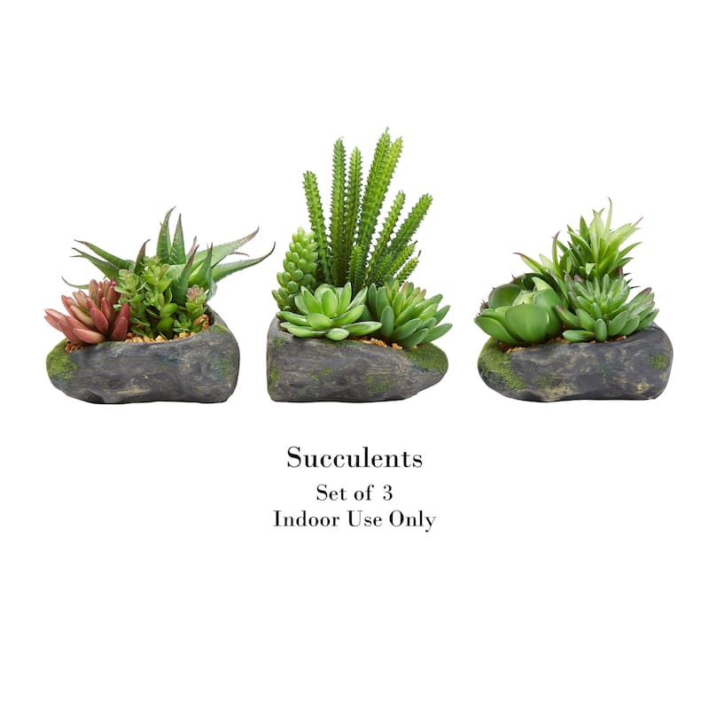 Pure Garden 3-Piece Artificial Succulent Plant Set