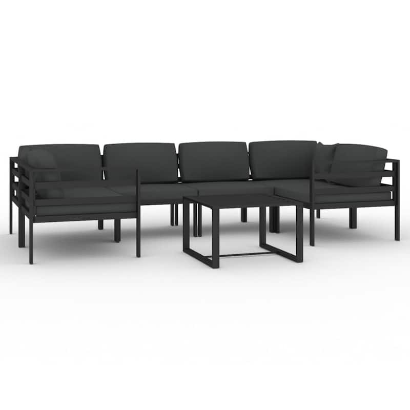 vidaXL Patio Lounge Set Outdoor Sectional Sofa Set Table Aluminum Anthracite - 27.6" x 27.6" x 25.4"