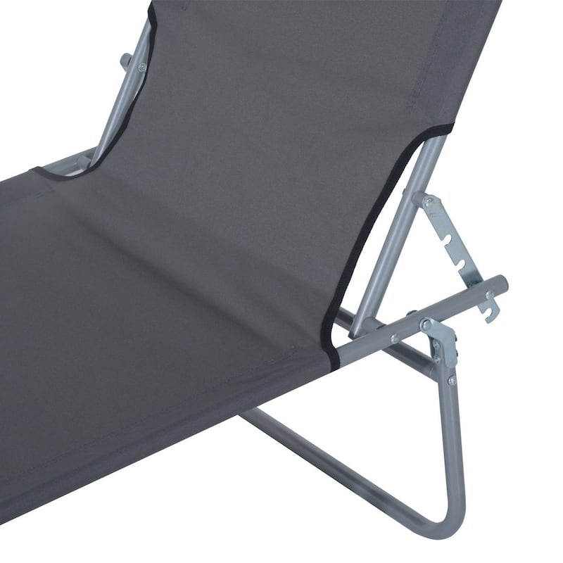 Outsunny Outdoor Lounge Chair, Adjustable Folding Chaise Lounge, Tanning Chair with Sun Shade for Beach, Camping, Backyard