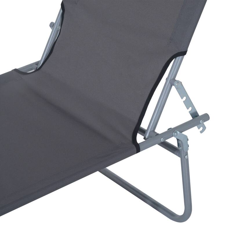 Outsunny Outdoor Lounge Chair, Adjustable Folding Chaise Lounge, Tanning Chair with Sun Shade for Beach, Camping, Hiking